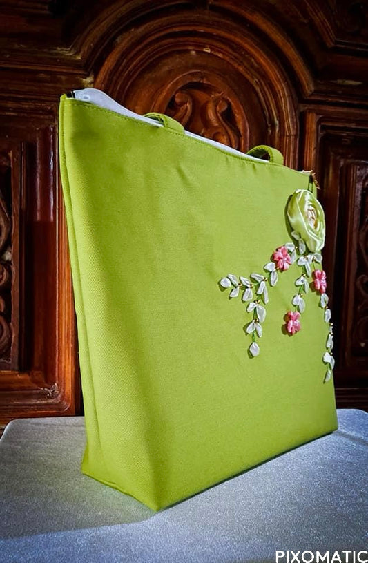 Ribbon Embroidered Roses Bag (Copy)