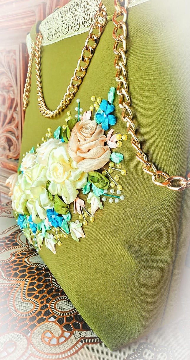 Ribbon Embroidered Bag