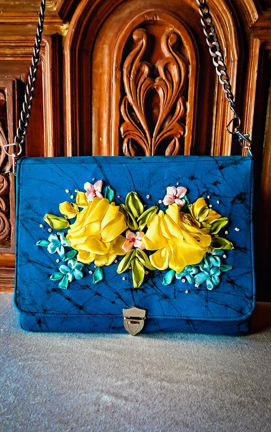 Blue Ribbon Embroidered bag
