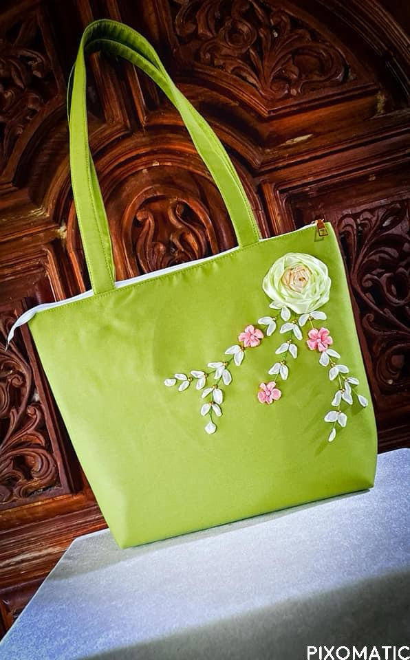 Ribbon Embroidered Roses Bag (Copy)