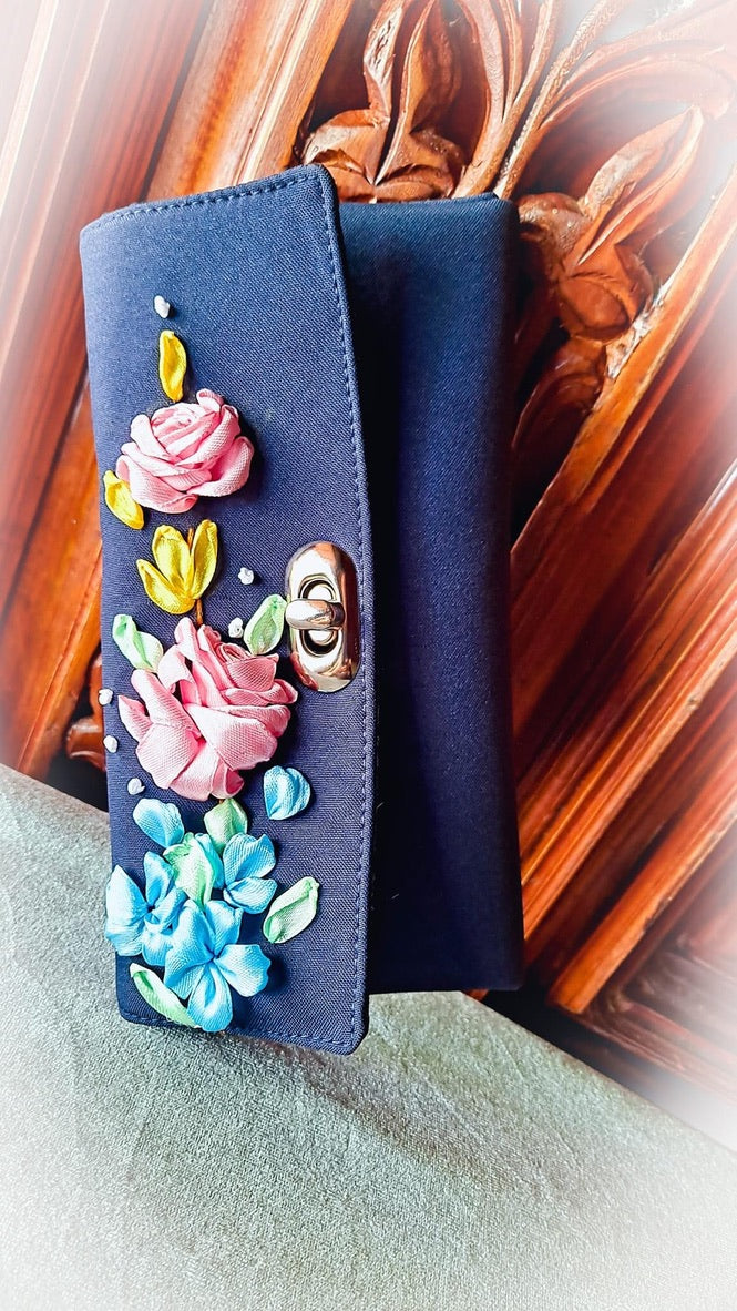 Hand Ribbon Embroidered Bag with flowers