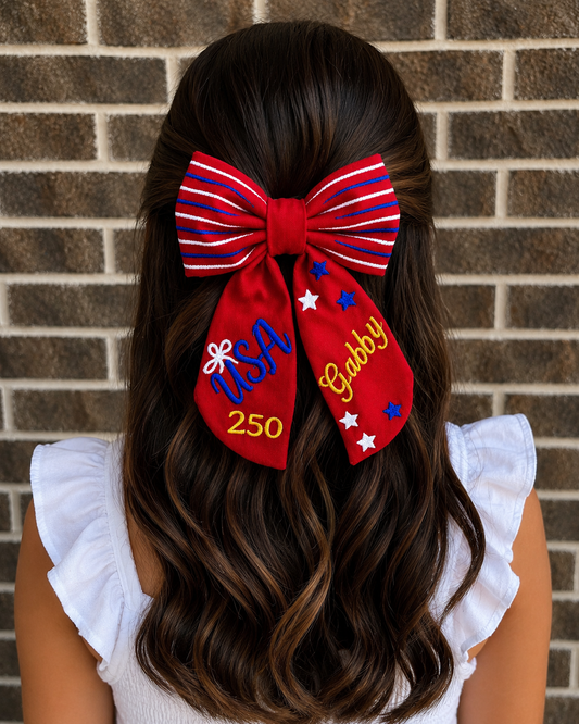 July 4th Bow – America’s 250th Anniversary – Personalized Patriotic Bow