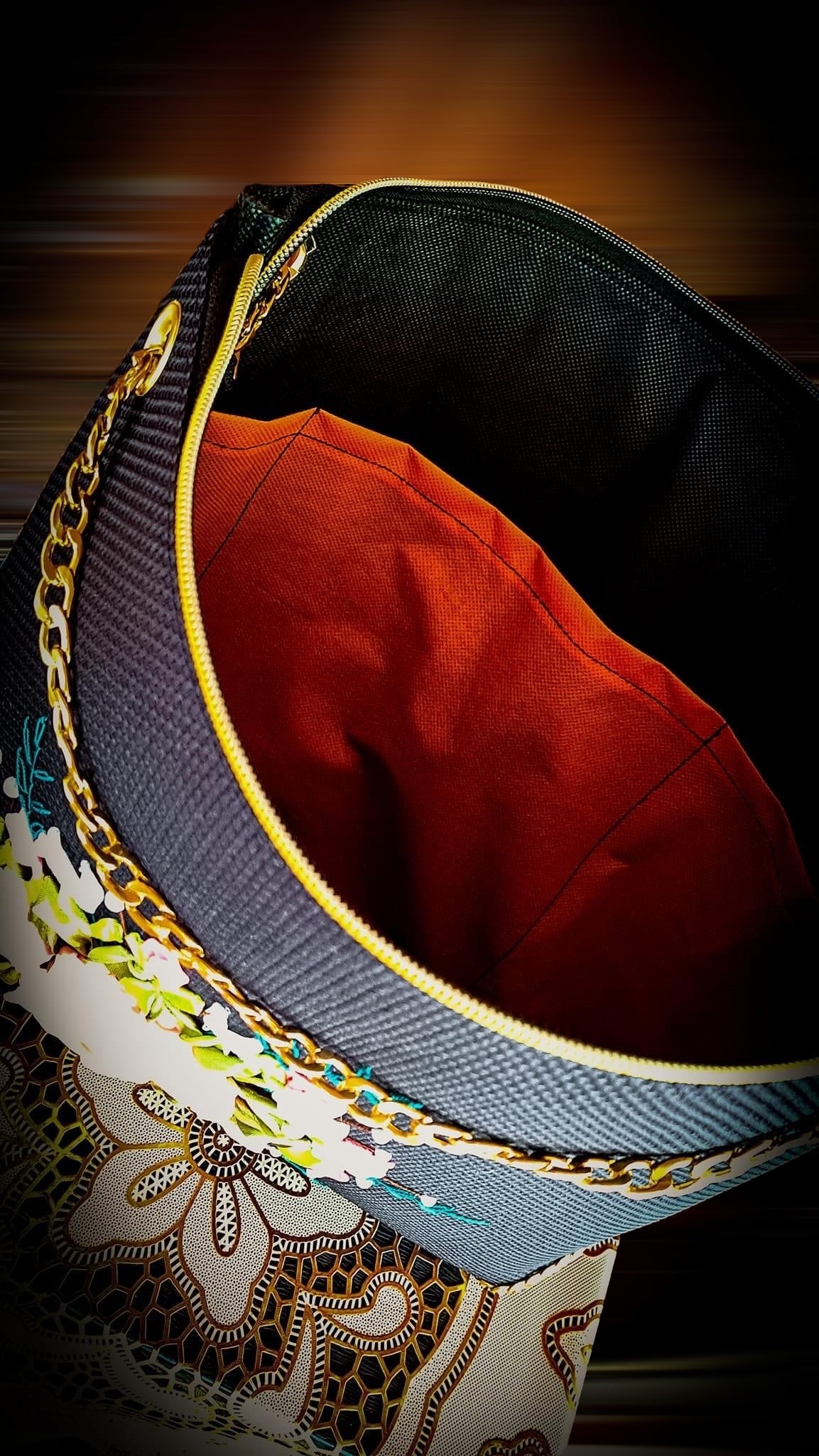 Ribbon Embroidered Bag with Roses