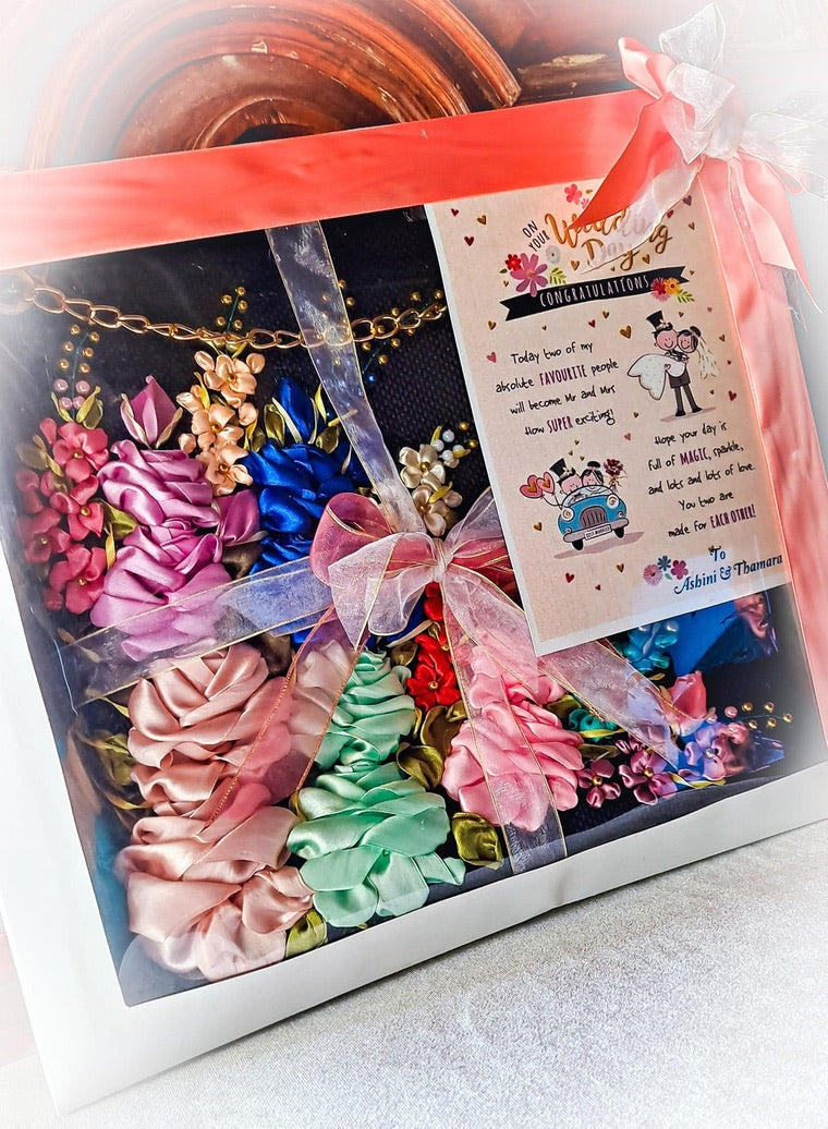 Ribbon Embroidered Bag with Roses