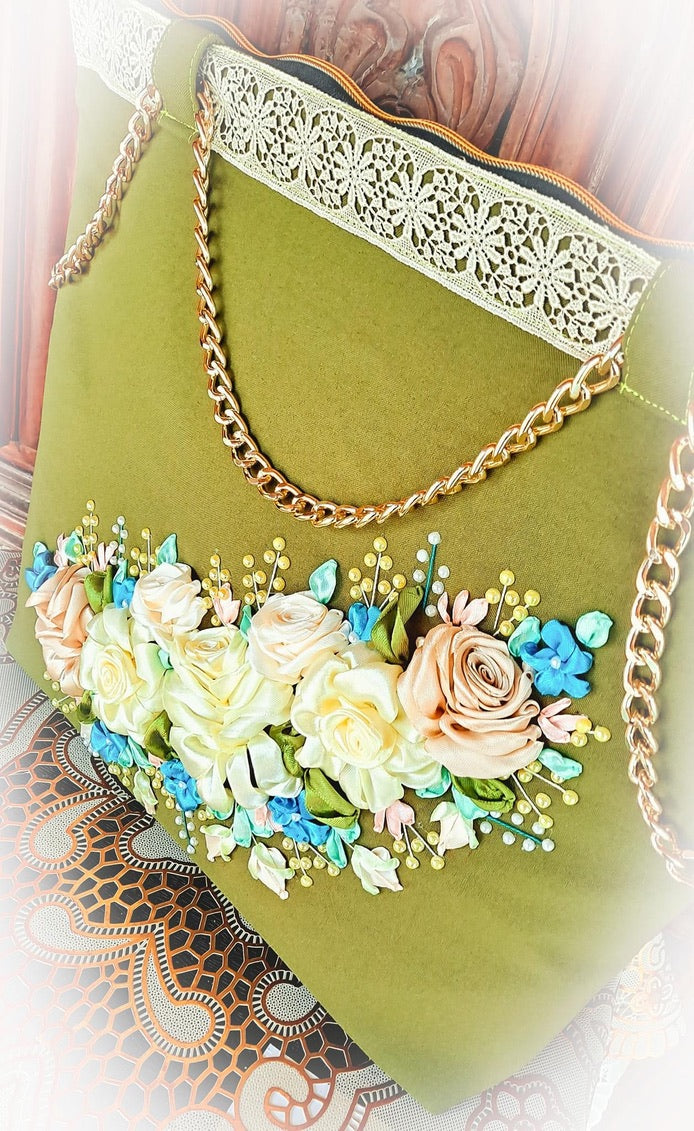 Ribbon Embroidered Bag