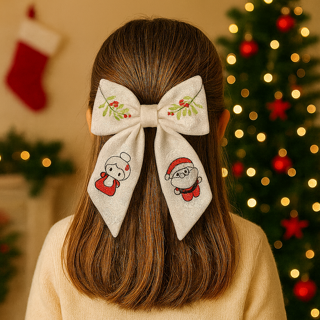 Christmas Bows with Mr and Mrs Clause