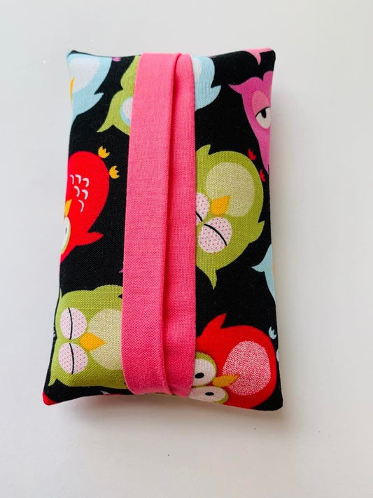 cute owl Fabric Tissue Holder, Pocket Tissue Holder, Mini Tissue Pouch, Travel Tissue Holder, Pocket Tissue Cover, Kleenex Case