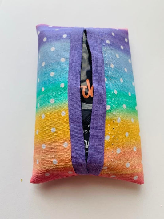 Rainbow color Fabric Tissue Holder, Pocket Tissue Holder, Mini Tissue Pouch, Travel Tissue Holder, Pocket Tissue Cover, Kleenex Case, Mother