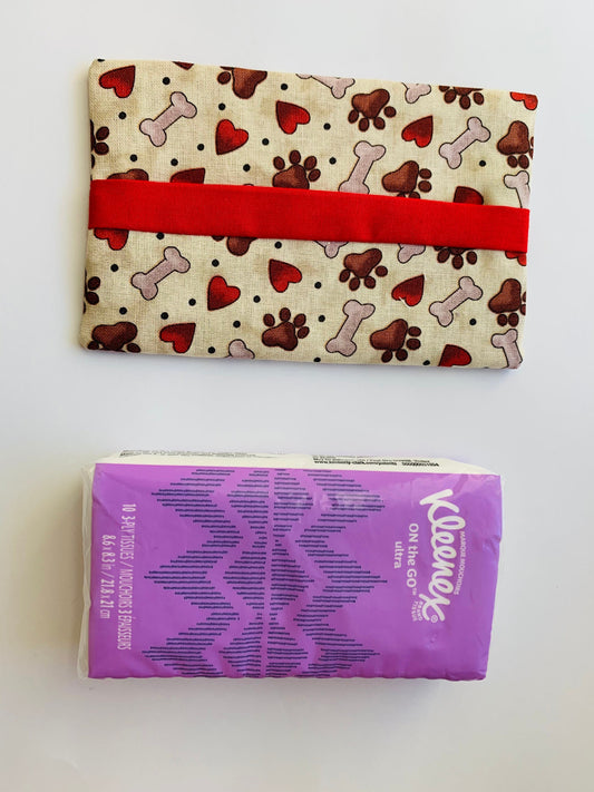 Puppy , doggy Fabric Tissue Holder, Pocket Tissue Holder, Mini Tissue Pouch, Travel Tissue Holder, Pocket Tissue Cover, Kleenex Case