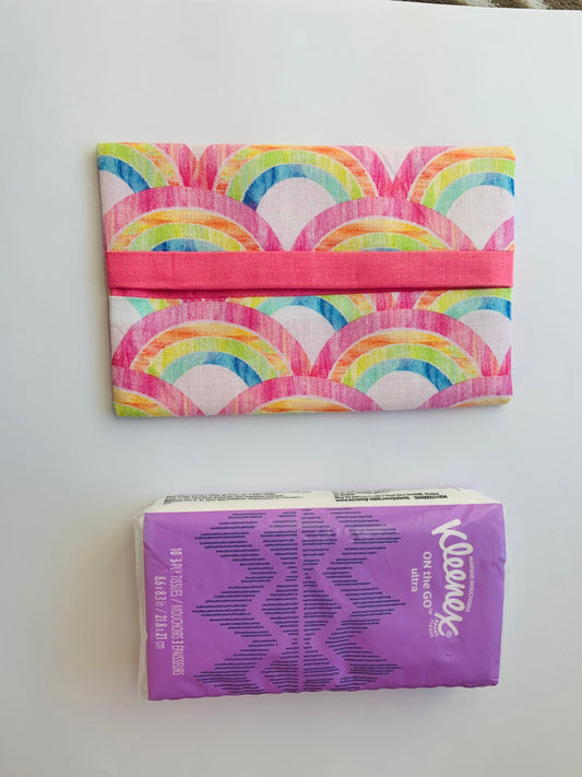 Rainbow Fabric Tissue Holder, Pocket Tissue Holder, Mini Tissue Pouch, Travel Tissue Holder, Pocket Tissue Cover, Kleenex Case