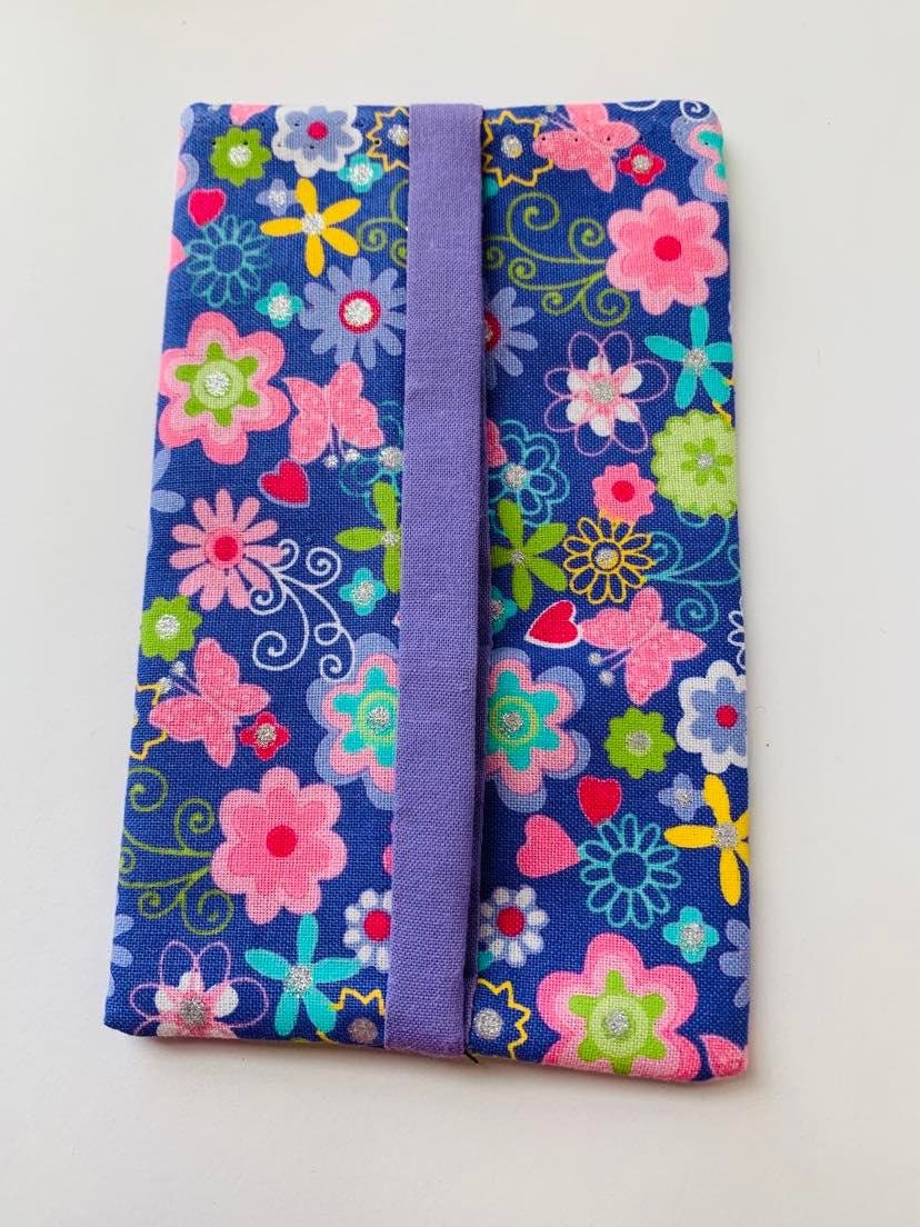 flowers purple Fabric Tissue Holder, Pocket Tissue Holder, Mini Tissue Pouch, Travel Tissue Holder, Pocket Tissue Cover, Kleenex Case