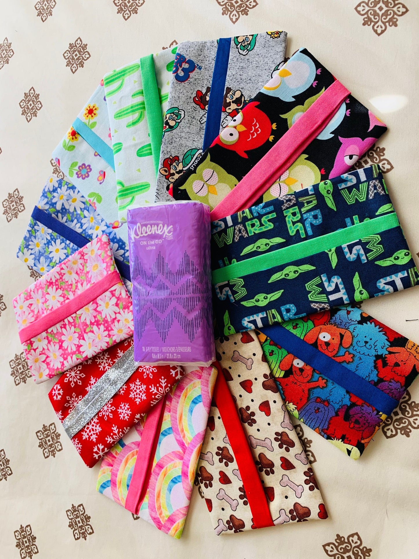 Fabric Tissue Holder, Pocket Tissue Holder, Mini Tissue Pouch, Travel Tissue Holder, Pocket Tissue Cover, Kleenex Case