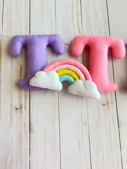 Felt name banner, unicorn garland, Unicorn banner, nursery decor, personalized gift, felt letters, baby name banner, name garland, name sign