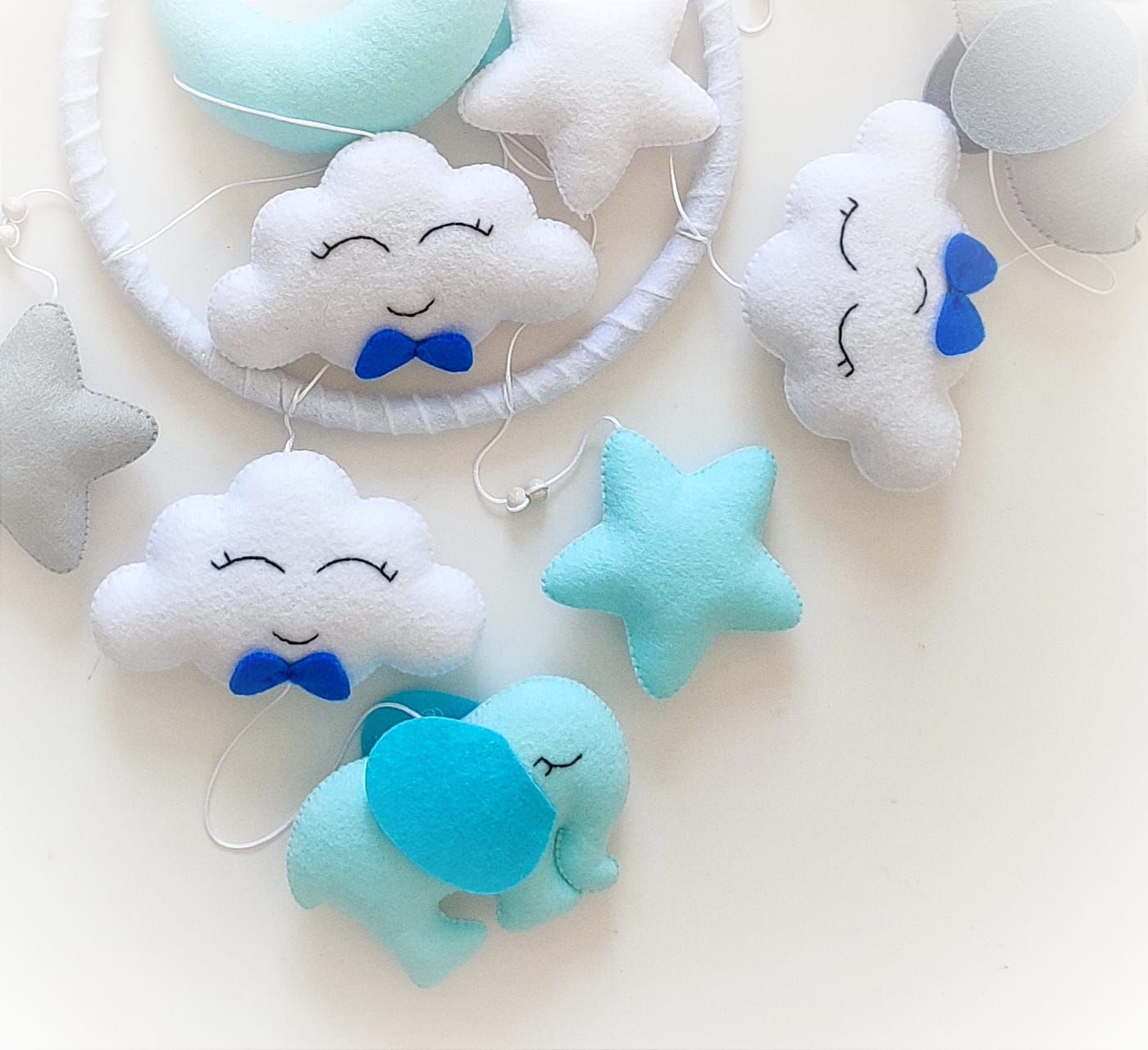 Crib mobile for a baby boy / blue elephant theme, nursery mobile for a boy, crib mobile for a boy, stars and clouds mobile,