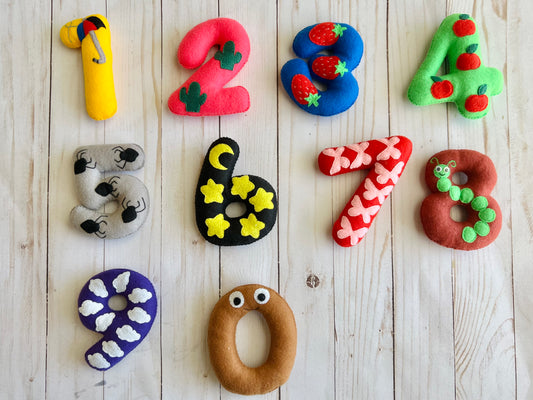 Felt  Fleece Numbers, learning toys, colorful numbers for kids, educational toy, soft numbers 0-9, toddler educational toy