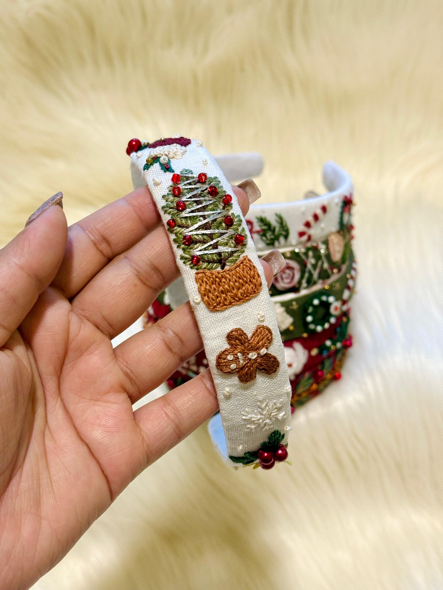 Hand Embroidered Christmas Head Bands