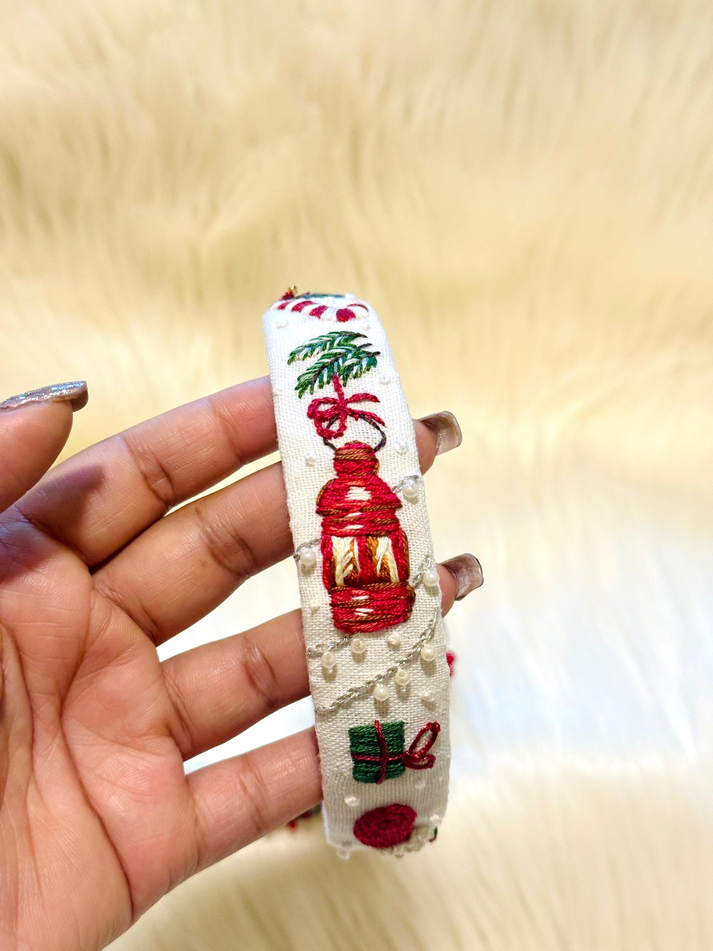 Hand Embroidered Christmas Head Bands