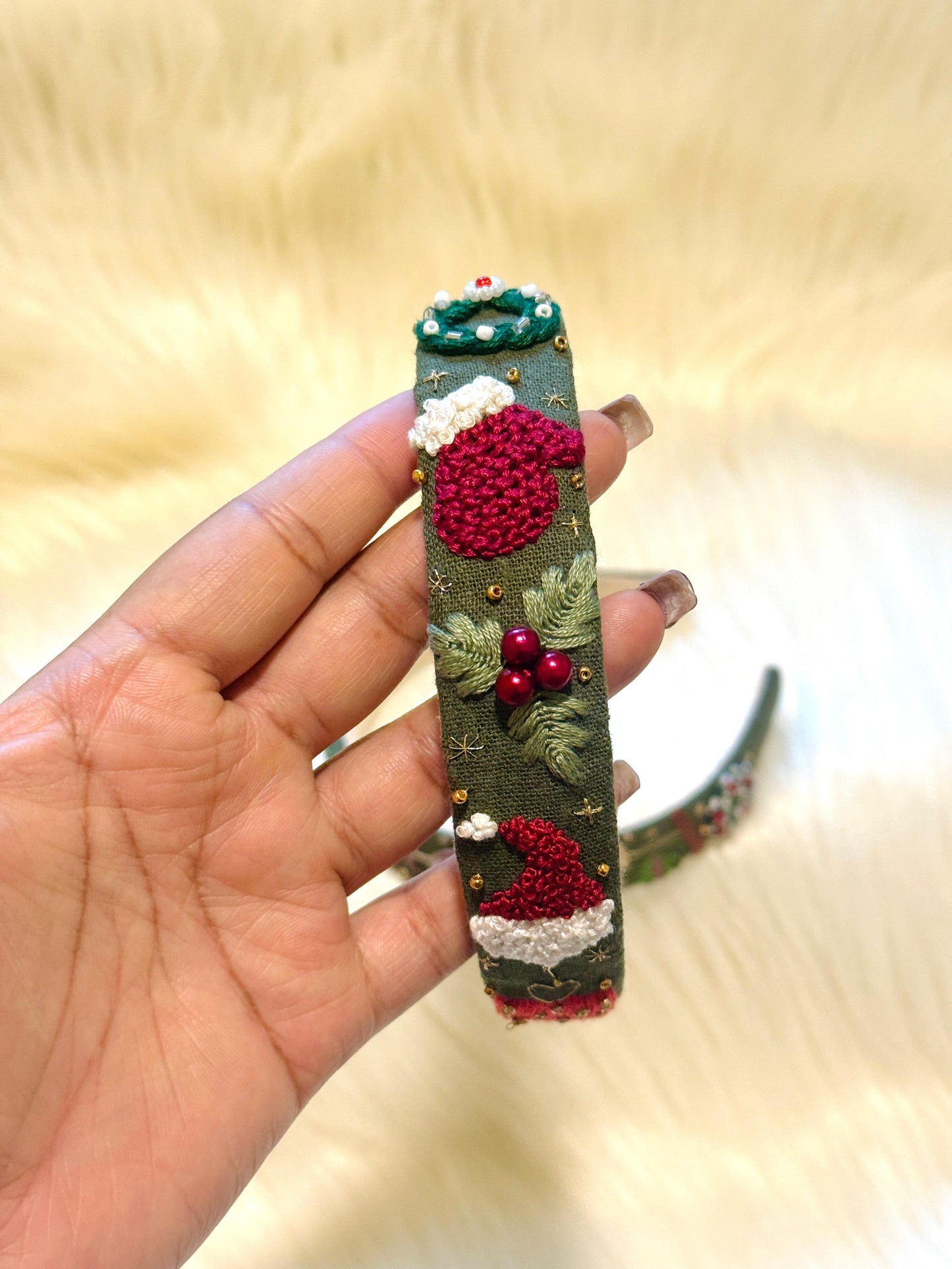 Hand Embroidered Christmas Head Bands