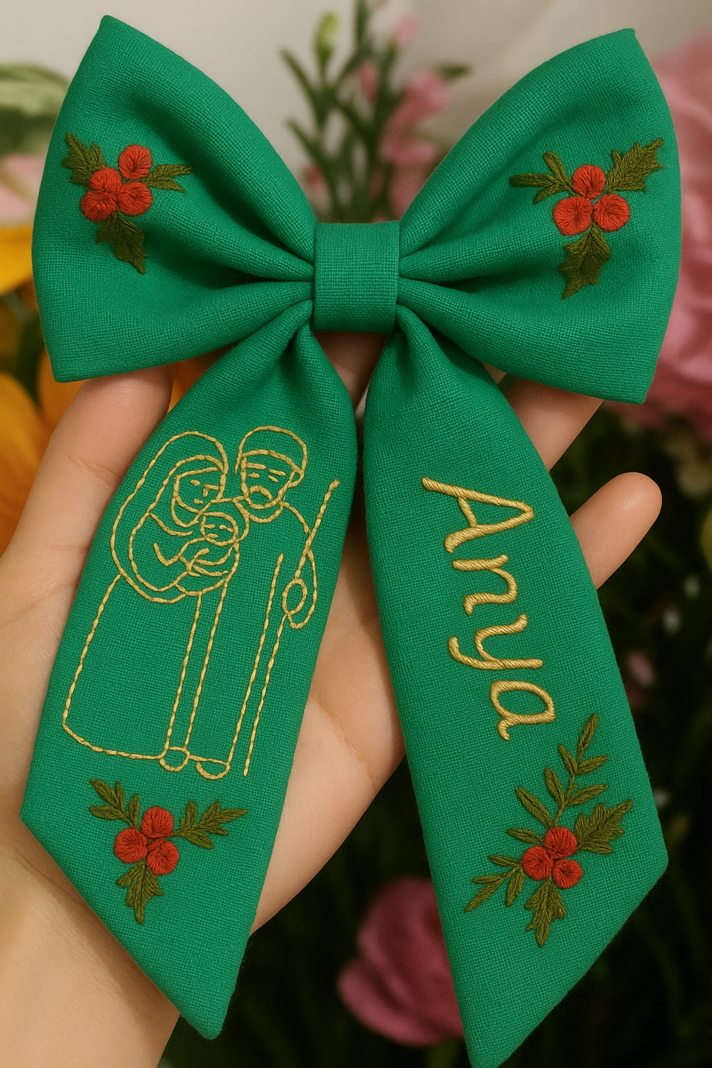 Christmas Bows with Holy Family