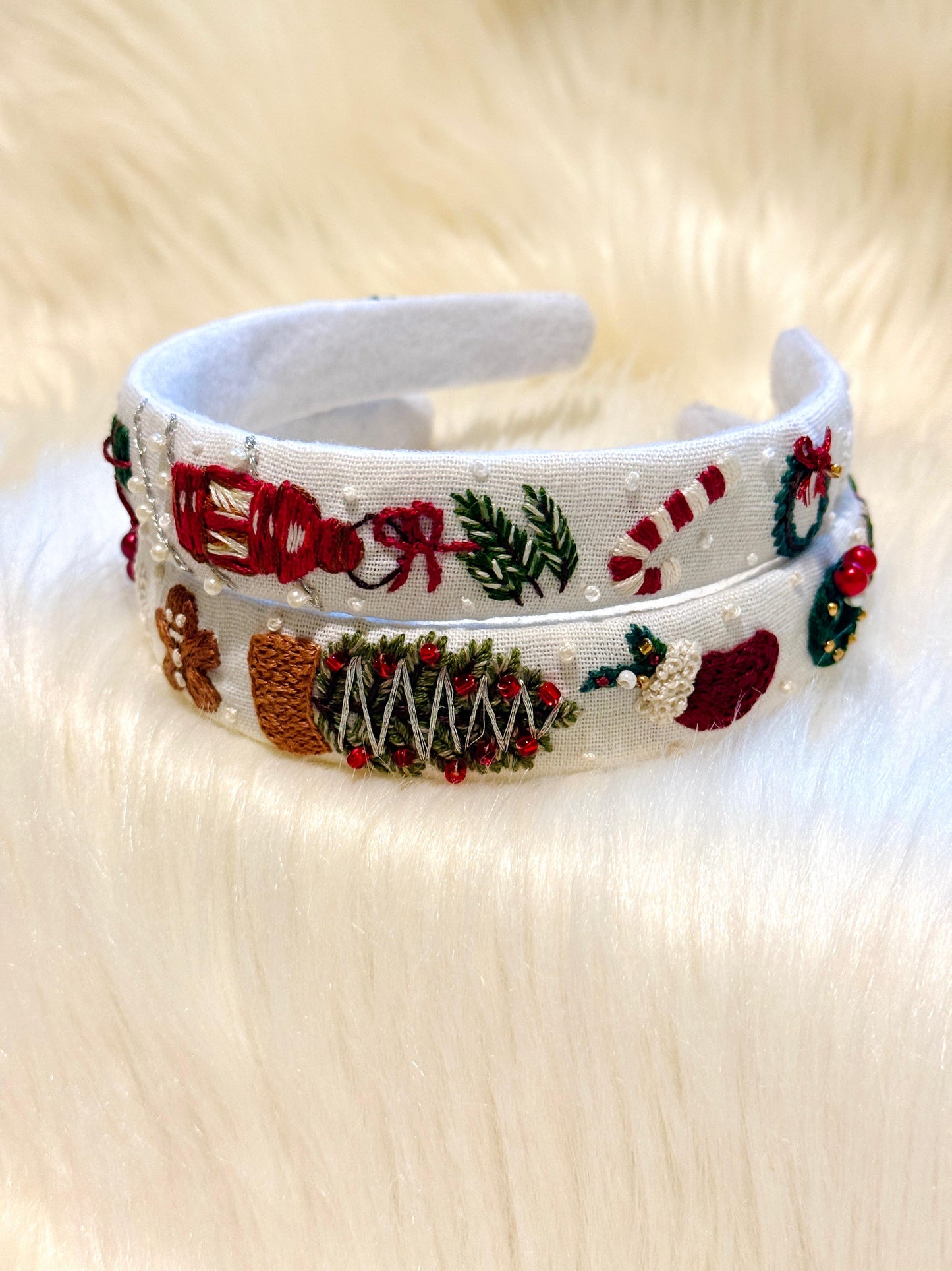 Hand Embroidered Christmas Head Bands