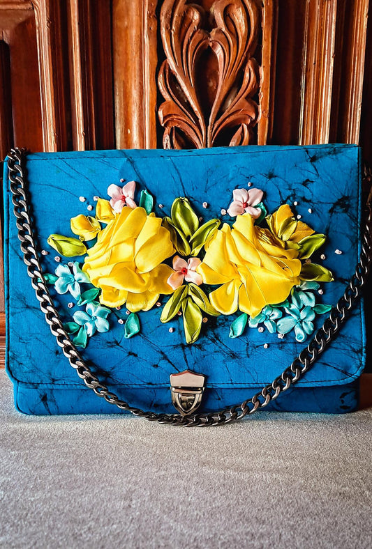 Blue Ribbon Embroidered bag