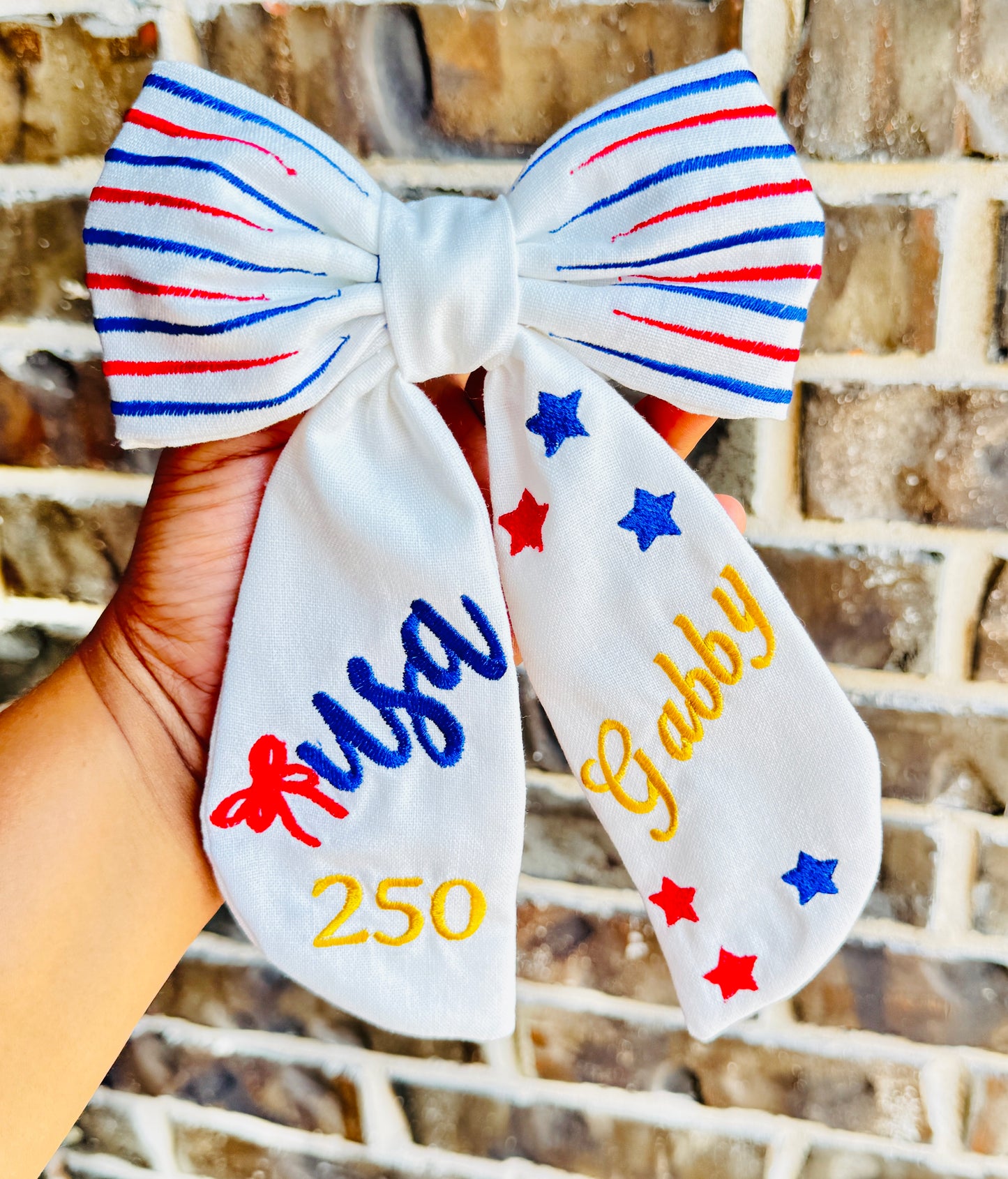July 4th Bow – America’s 250th Anniversary – Personalized Patriotic Bow