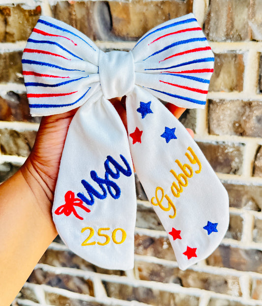 July 4th Bow – America’s 250th Anniversary – Personalized Patriotic Bow