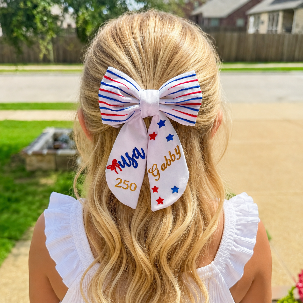 July 4th Bow – America’s 250th Anniversary – Personalized Patriotic Bow