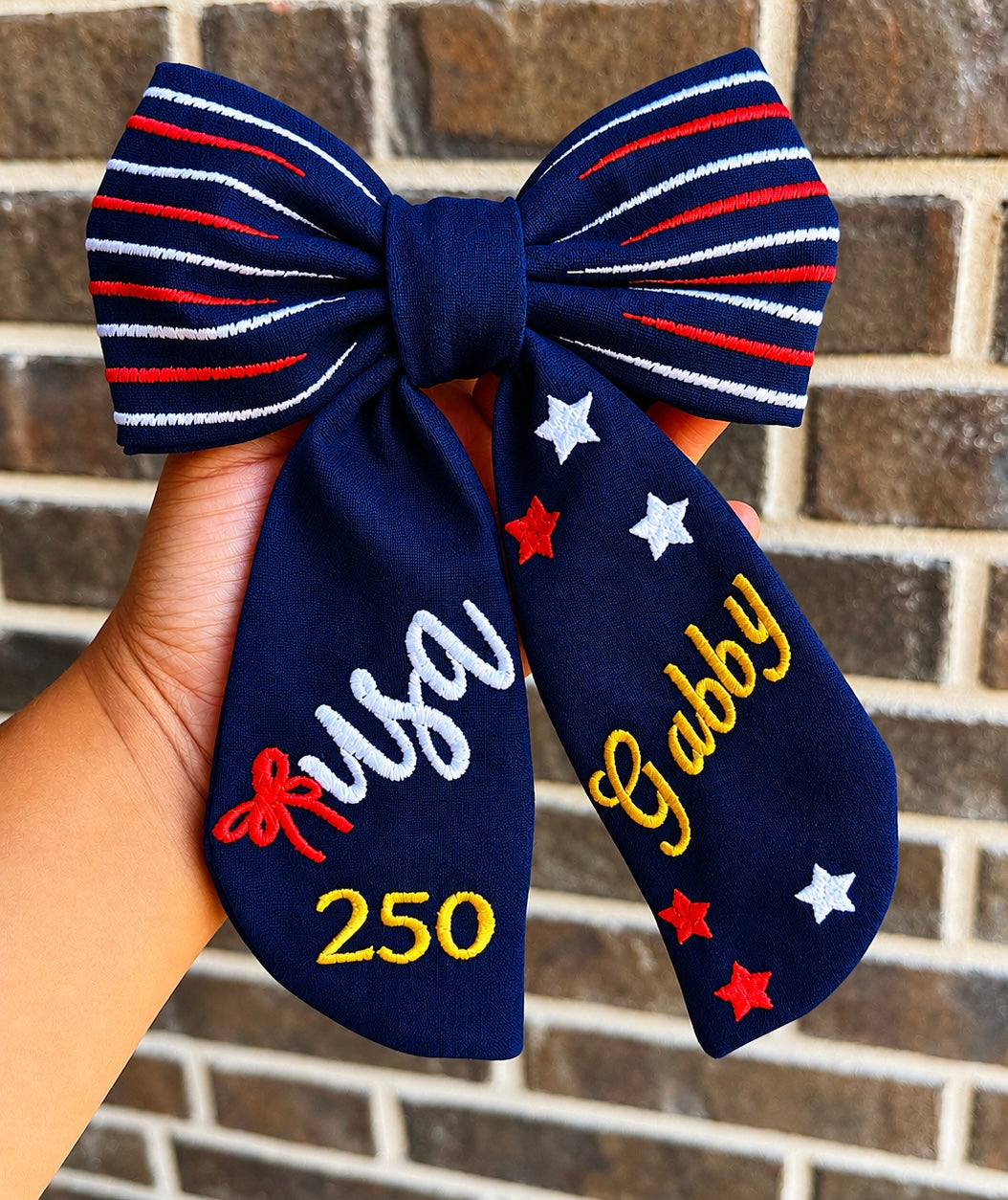 July 4th Bow – America’s 250th Anniversary – Personalized Patriotic Bow