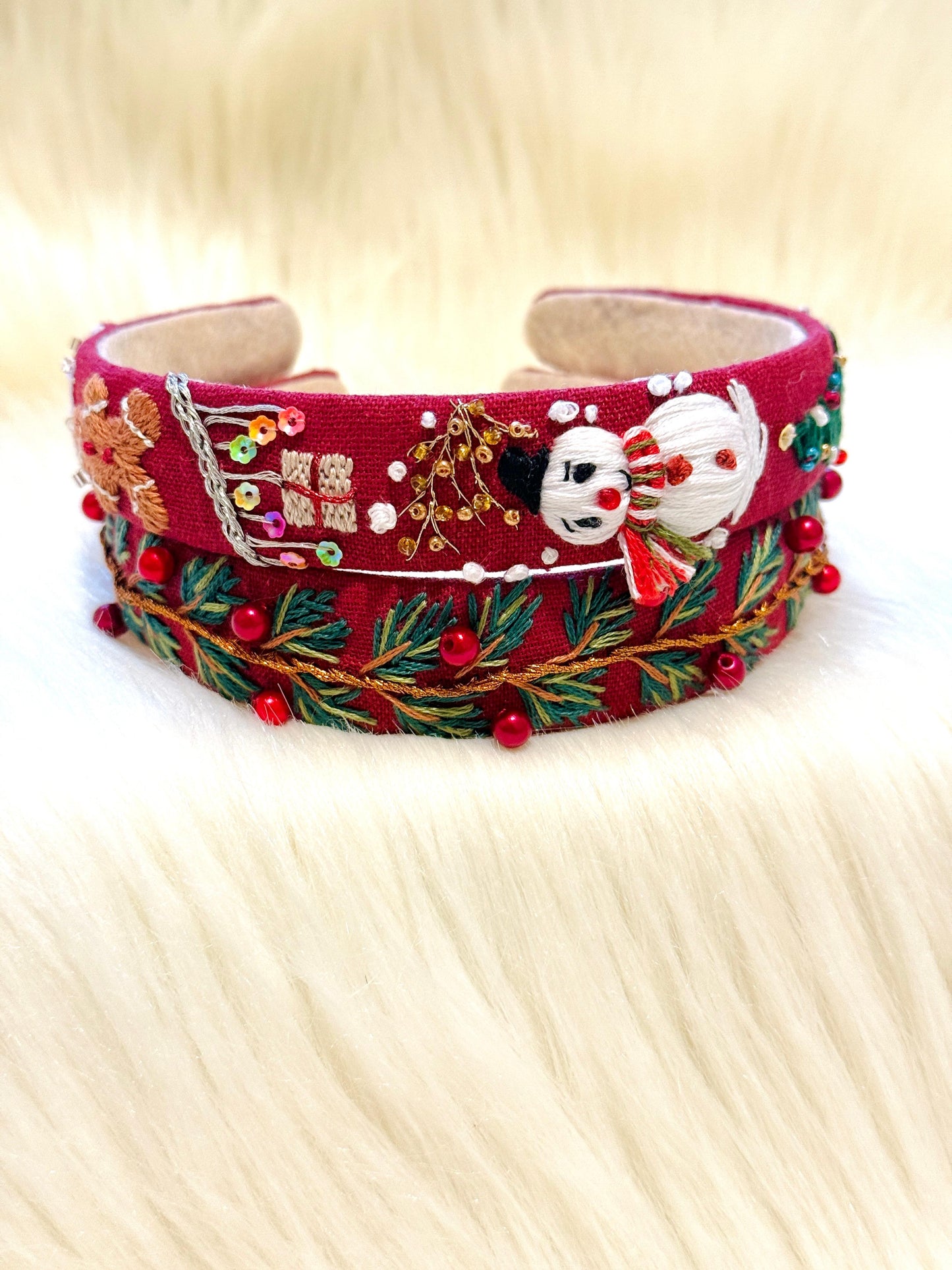 Hand Embroidered Christmas Head Bands