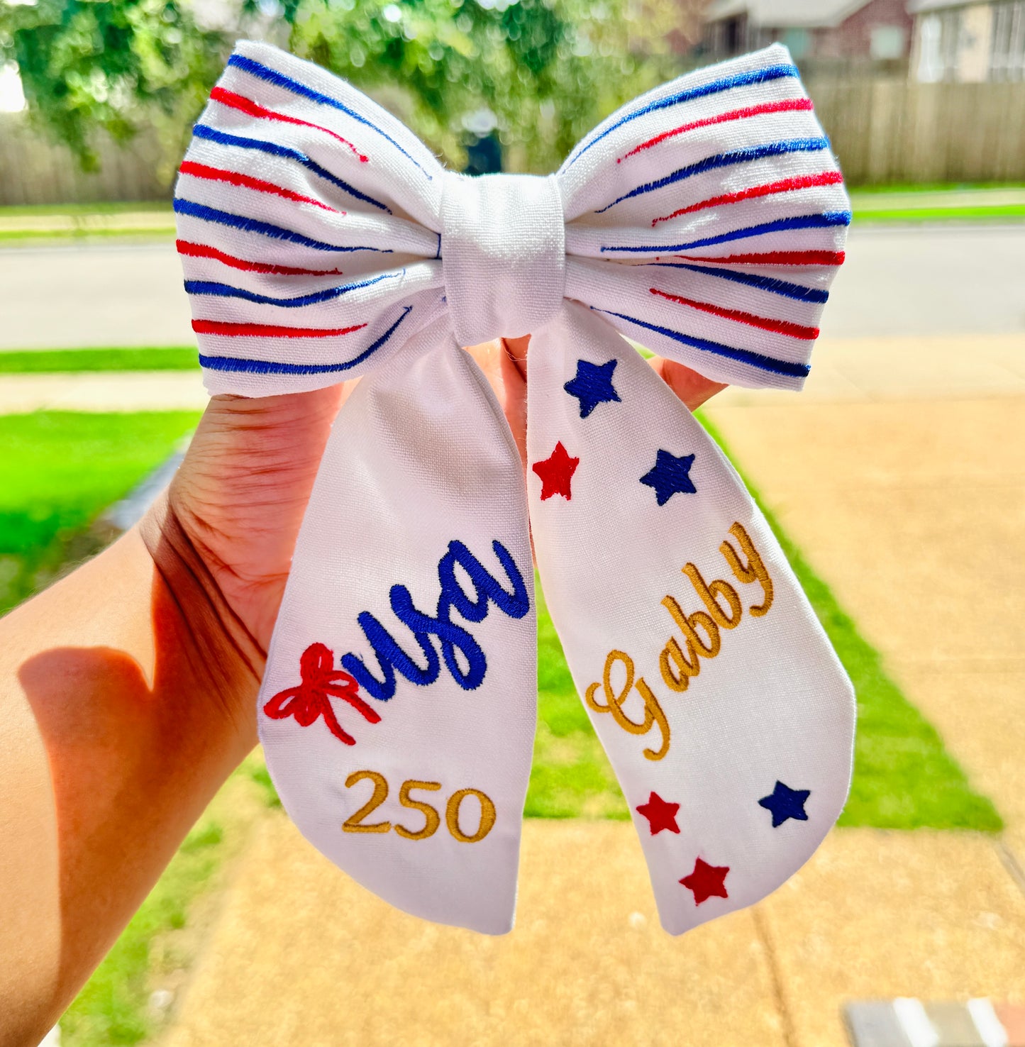 July 4th Bow – America’s 250th Anniversary – Personalized Patriotic Bow