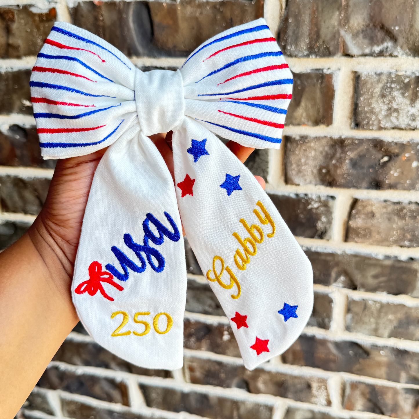 July 4th Bow – America’s 250th Anniversary – Personalized Patriotic Bow