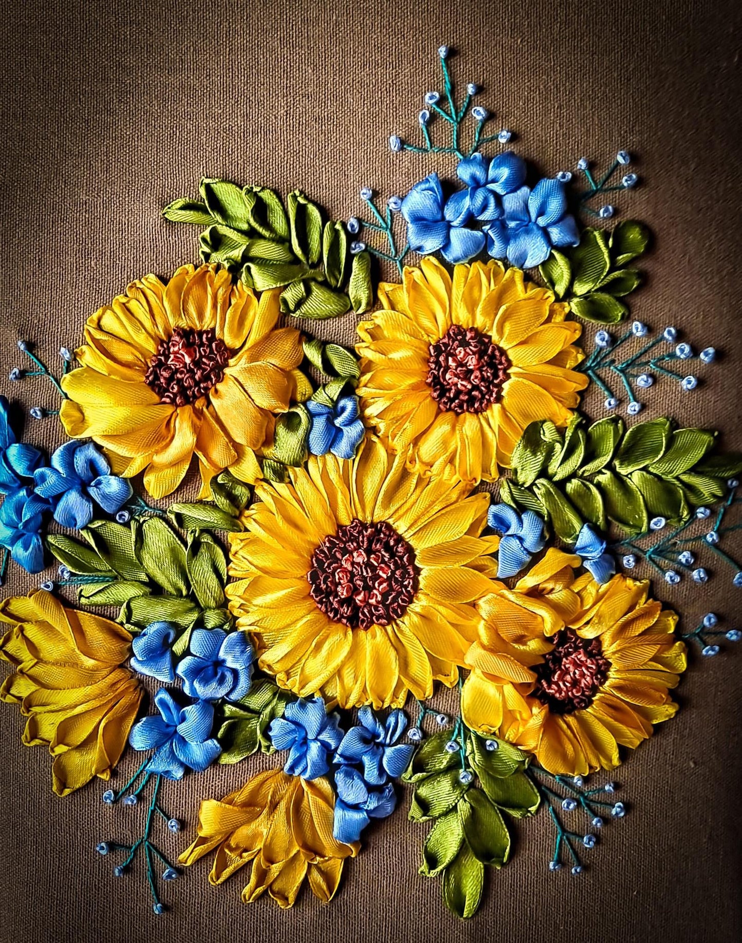 Sunflower Ribbon Embroidered Bag