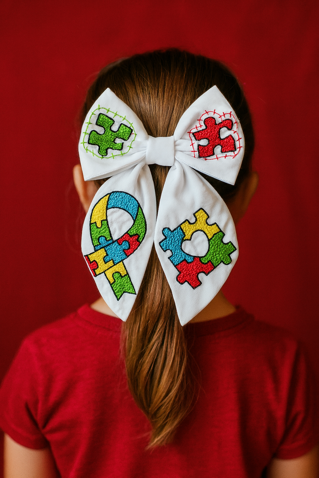Autism awareness bow 2