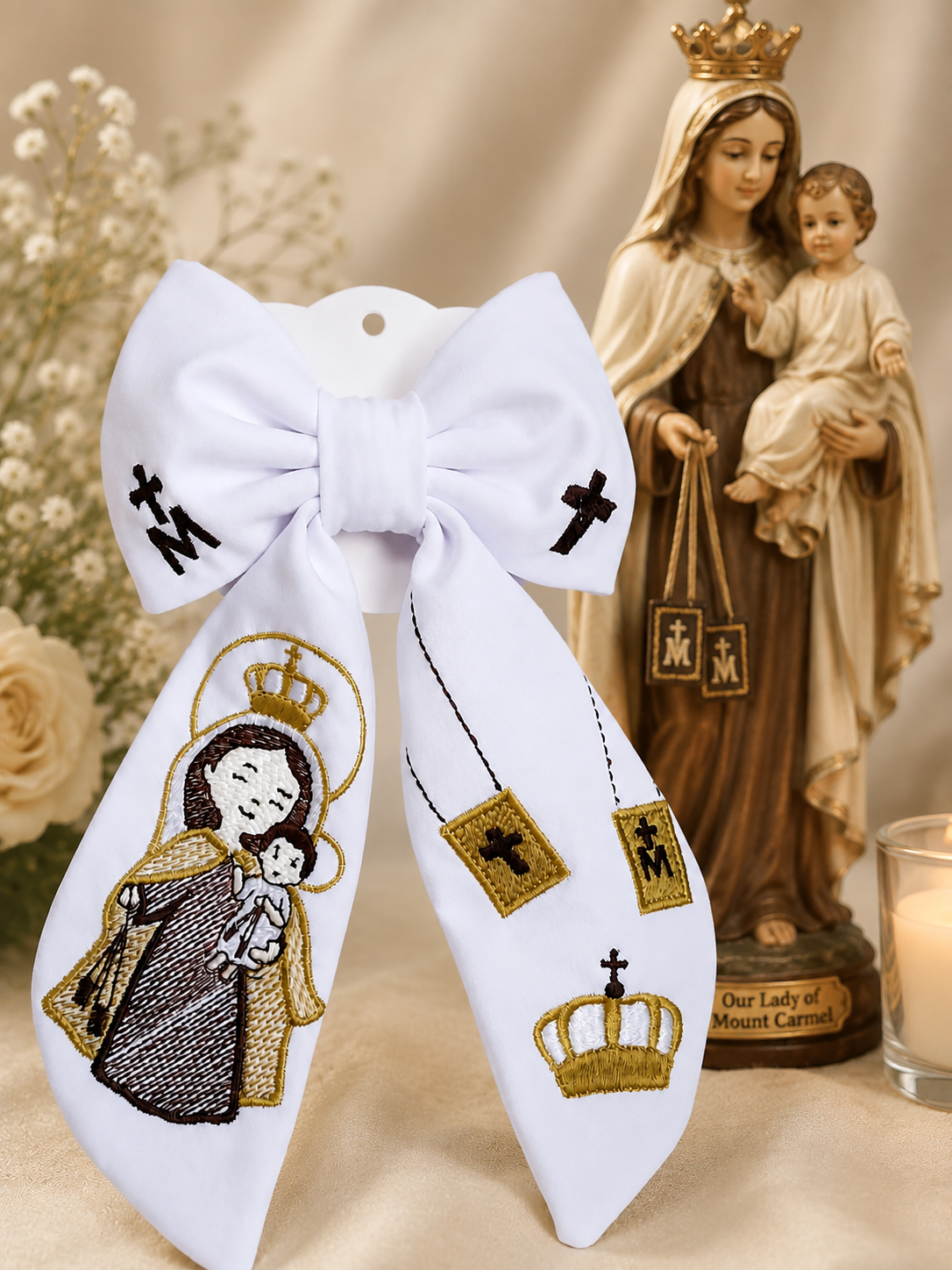 Our Lady of Mount Carmel Hair Bow