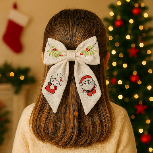 Christmas Bows with Mr and Mrs Clause