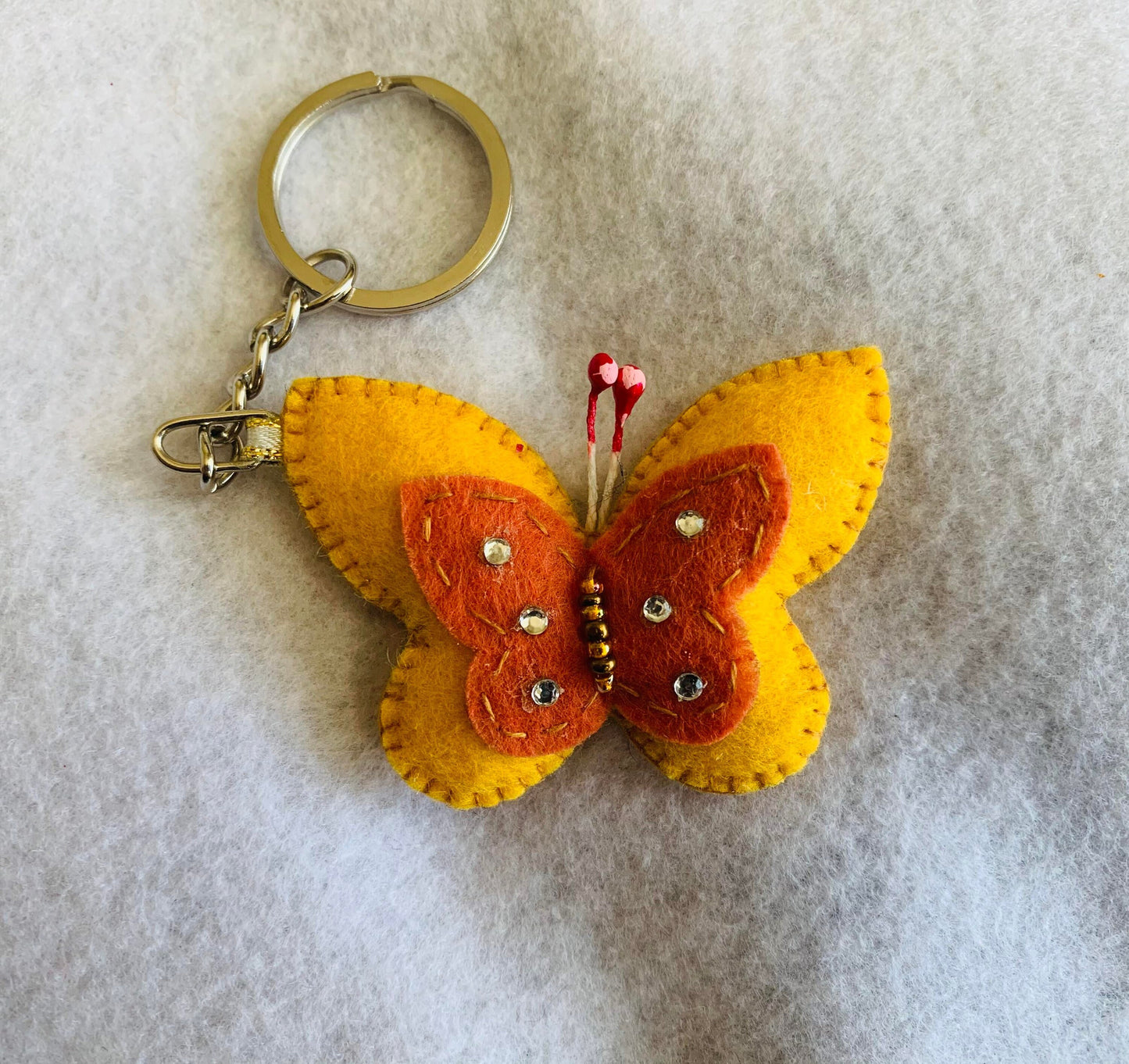 cute butterfly keychain Butterfly Keychain Keyring, Metal Butterfly Keychain handmade felt keychain, handmade keychain, felt hand sewed