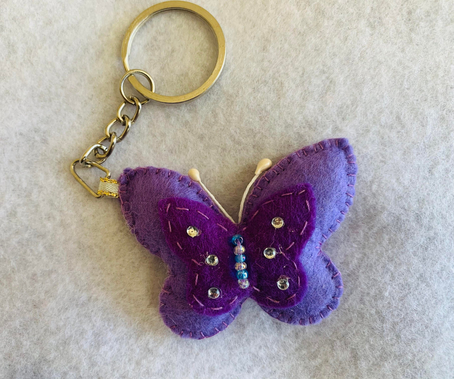 cute butterfly keychain Butterfly Keychain Keyring, Metal Butterfly Keychain handmade felt keychain, handmade keychain, felt hand sewed