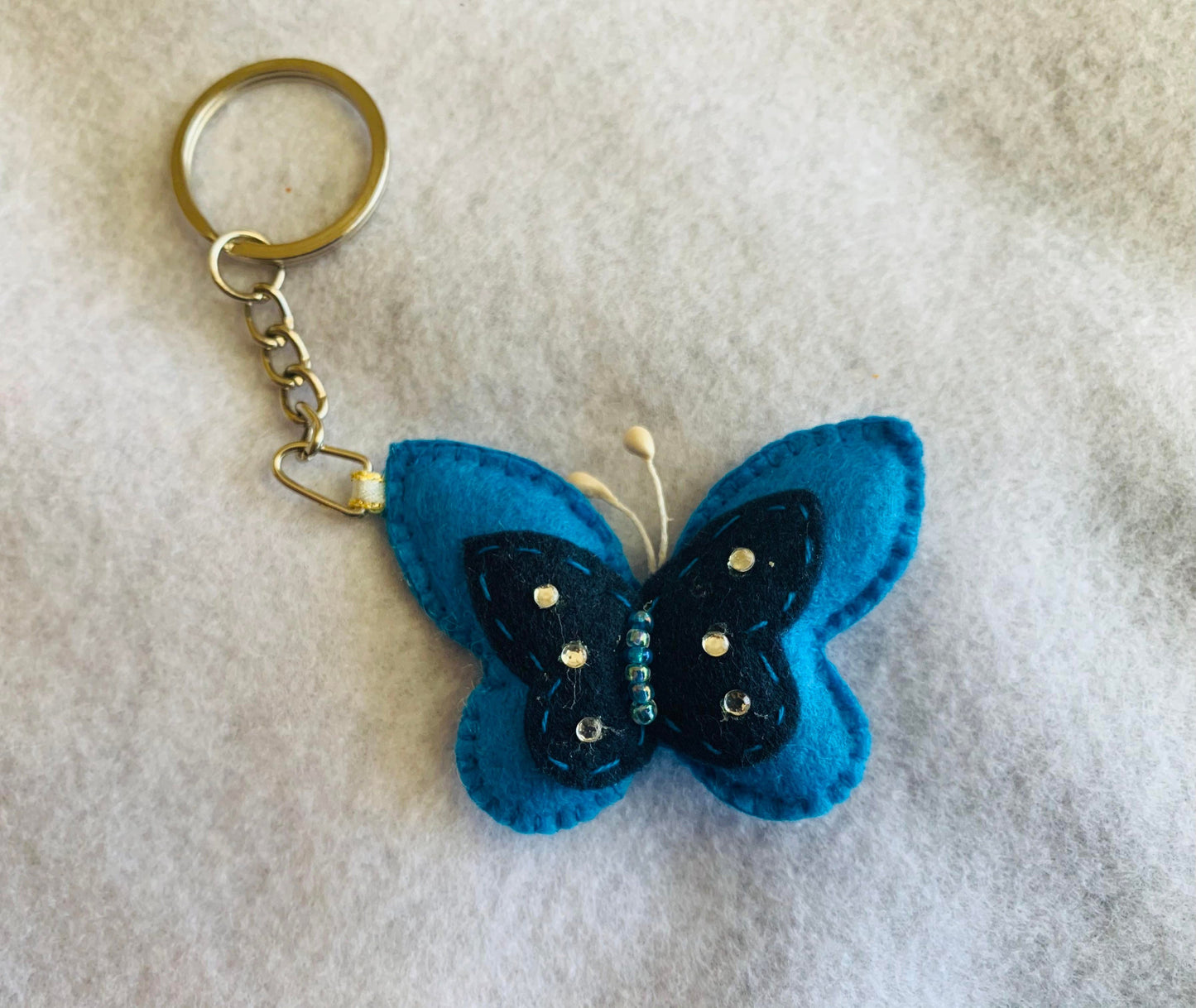 cute butterfly keychain Butterfly Keychain Keyring, Metal Butterfly Keychain handmade felt keychain, handmade keychain, felt hand sewed