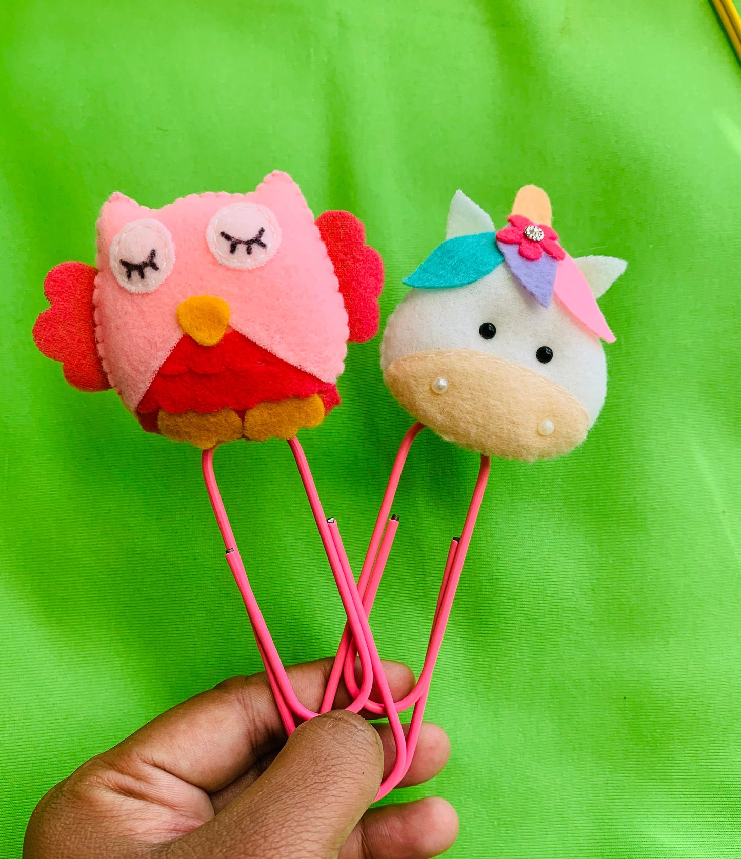 Unicorn owl book marks paper clip book lovers