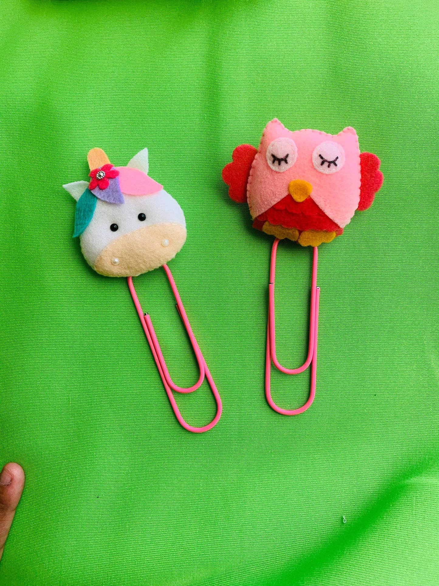 Unicorn owl book marks paper clip book lovers