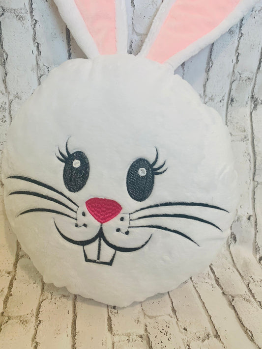 Easter bunny pillow, Cuddly Bunny pillow, for Easter/Spring, in super soft, Animal Pillows, White Rabbit pillow, bunny face , white bunny