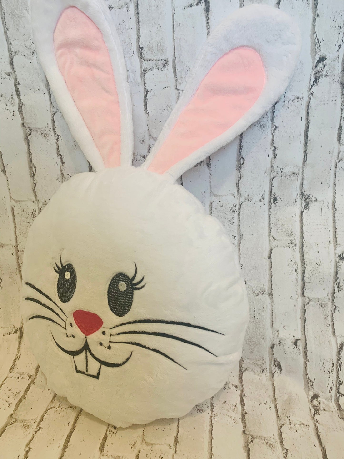 Easter bunny pillow, Cuddly Bunny pillow, for Easter/Spring, in super soft, Animal Pillows, White Rabbit pillow, bunny face , white bunny