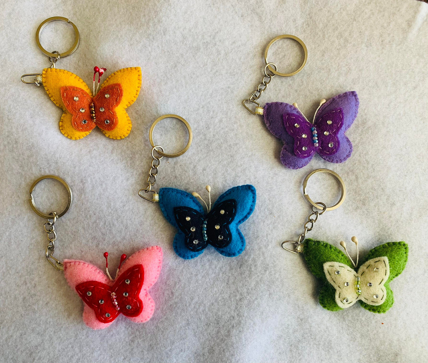 cute butterfly keychain Butterfly Keychain Keyring, Metal Butterfly Keychain handmade felt keychain, handmade keychain, felt hand sewed