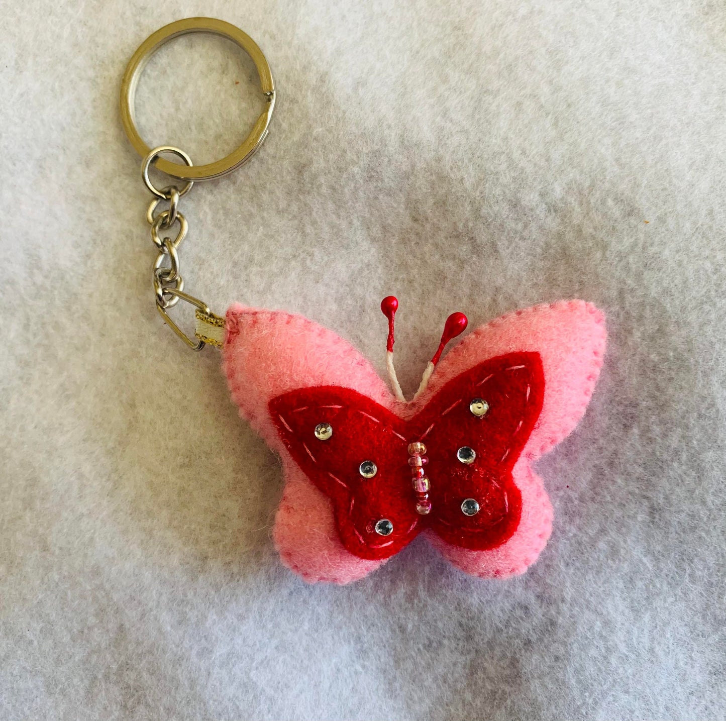 cute butterfly keychain Butterfly Keychain Keyring, Metal Butterfly Keychain handmade felt keychain, handmade keychain, felt hand sewed