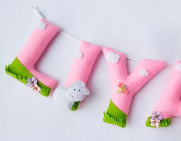 Baby Felt name banner, unicorn garland, girl banner, nursery decor, personalized gift, felt letters, baby name banner, name garland, name sign