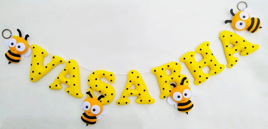 Felt name banner, honey bee garland, Bee banner, nursery decor, personalized gift, felt letters, baby name banner, name garland, name sign