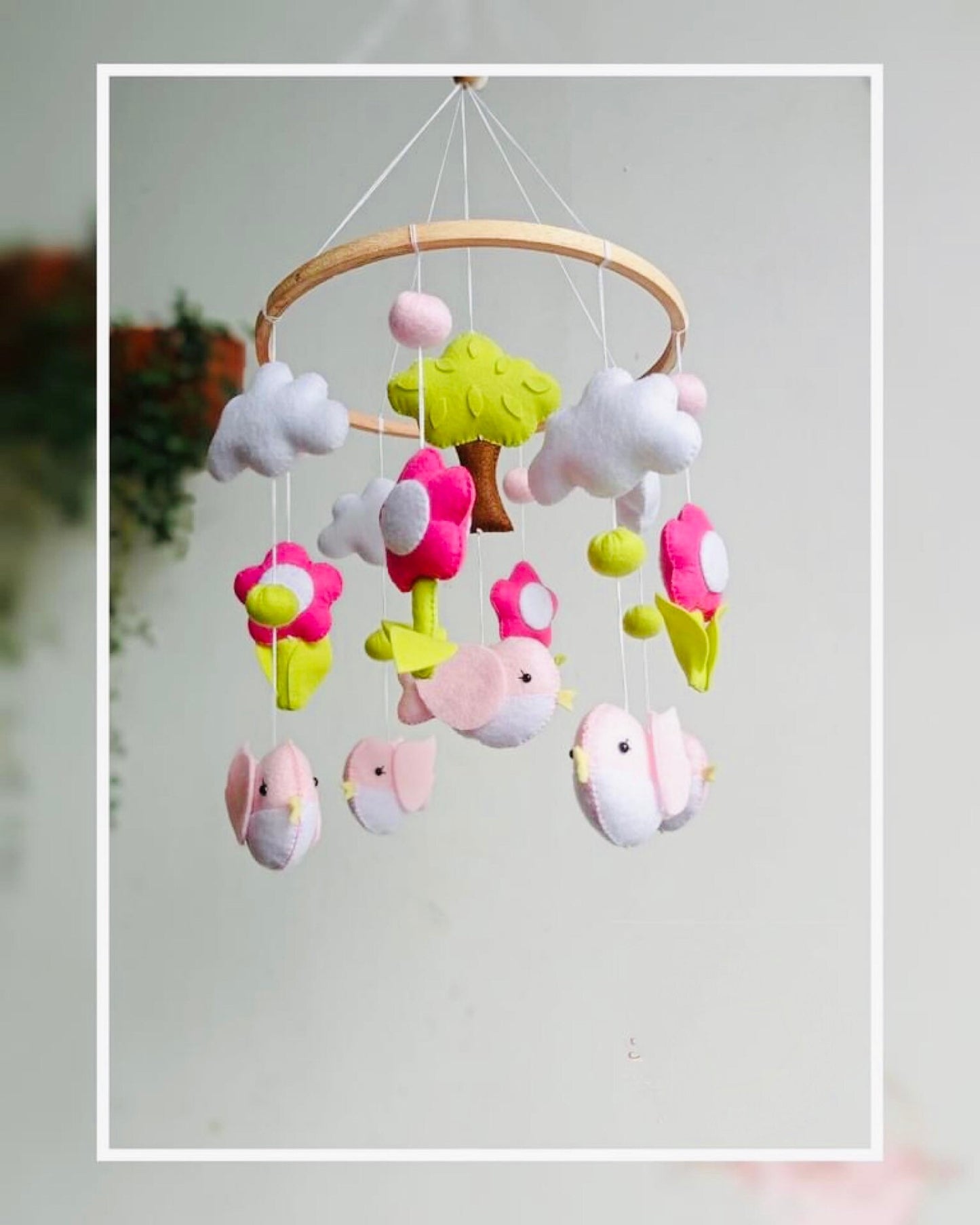 flower mobile Tropical Birds Mobile Bird nursery mobile Woodland mobile Baby girl woodland hanging mobile Baby shower gift Customize colors