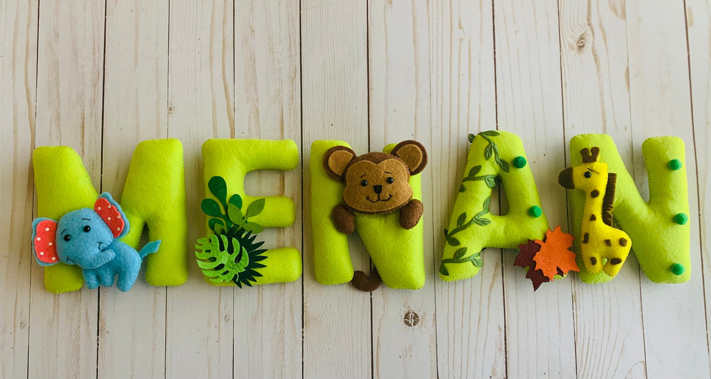 Jungle name banner animal name garland personalized name garland with animals