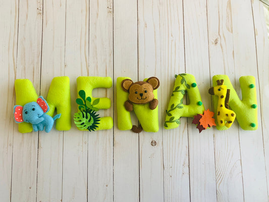 Jungle name banner animal name garland personalized name garland with animals